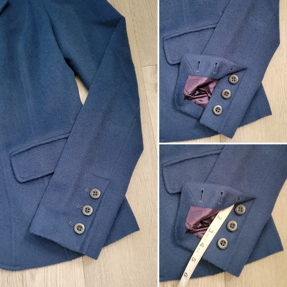 Peruvian Connection Baby Alpaca & Wool Blend Navy Blue & Purple Blazer, Women 4 - Picture 9 of 16